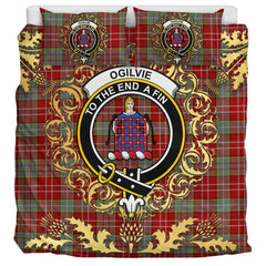 Ogilvie (Ogilvy) 07 Tartan Crest Bedding Set - Golden Thistle Style