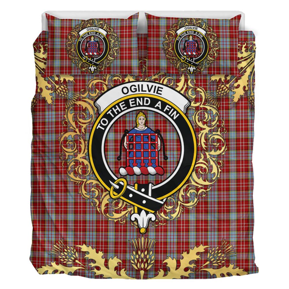 Ogilvie (Ogilvy) 08 Tartan Crest Bedding Set - Golden Thistle Style