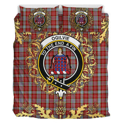 Ogilvie (Ogilvy) 08 Tartan Crest Bedding Set - Golden Thistle Style