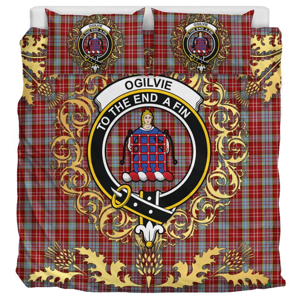 Ogilvie (Ogilvy) 08 Tartan Crest Bedding Set - Golden Thistle Style