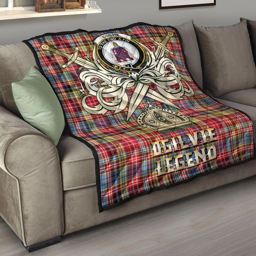 Ogilvie of Airlie Ancient Tartan Crest Legend Gold Royal Premium Quilt