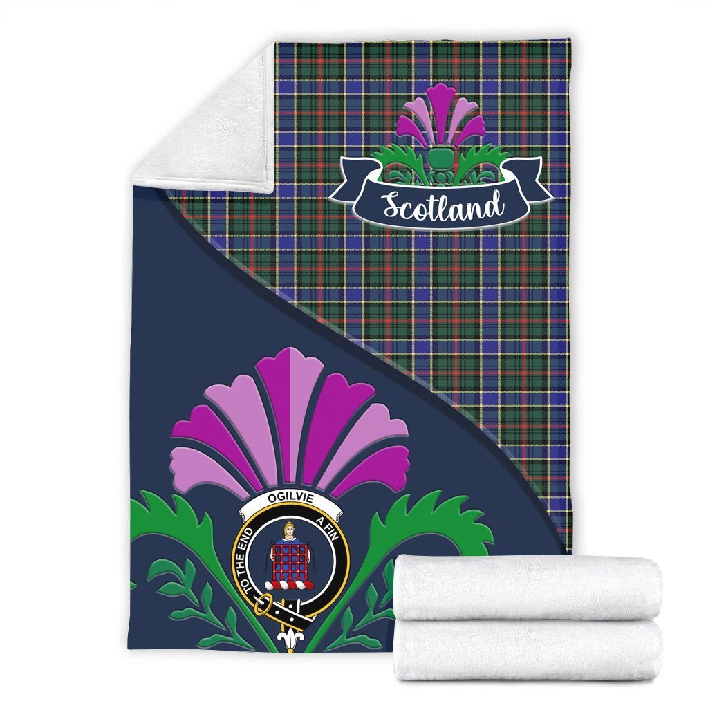 Ogilvie Tartan Crest Premium Blanket - Thistle Style