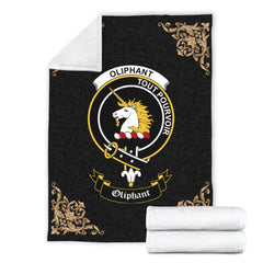 Oliphant Crest Tartan Premium Blanket Black