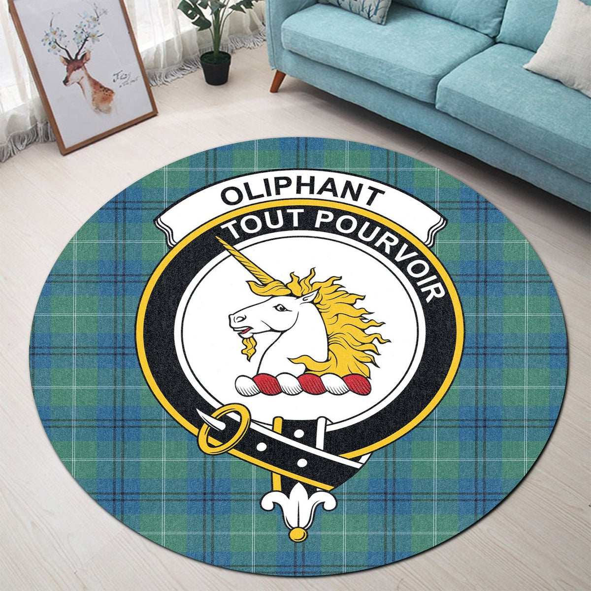 Oliphant Ancient Tartan Crest Round Rug