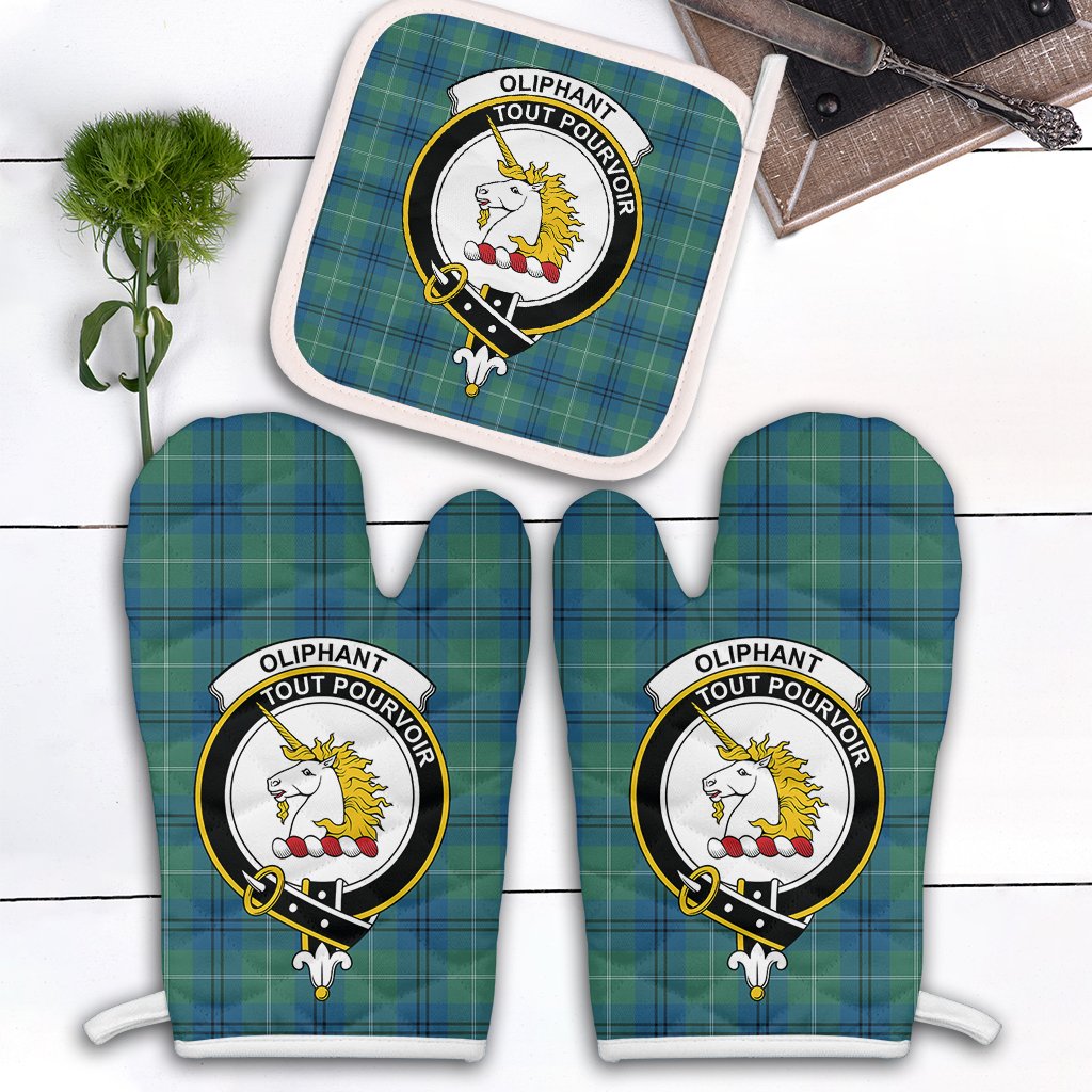 Oliphant Ancient Tartan Crest Oven Mitt And Pot Holder (2 Oven Mitts + 1 Pot Holder)