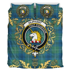 Oliphant Ancient Tartan Crest Bedding Set - Golden Thistle Style