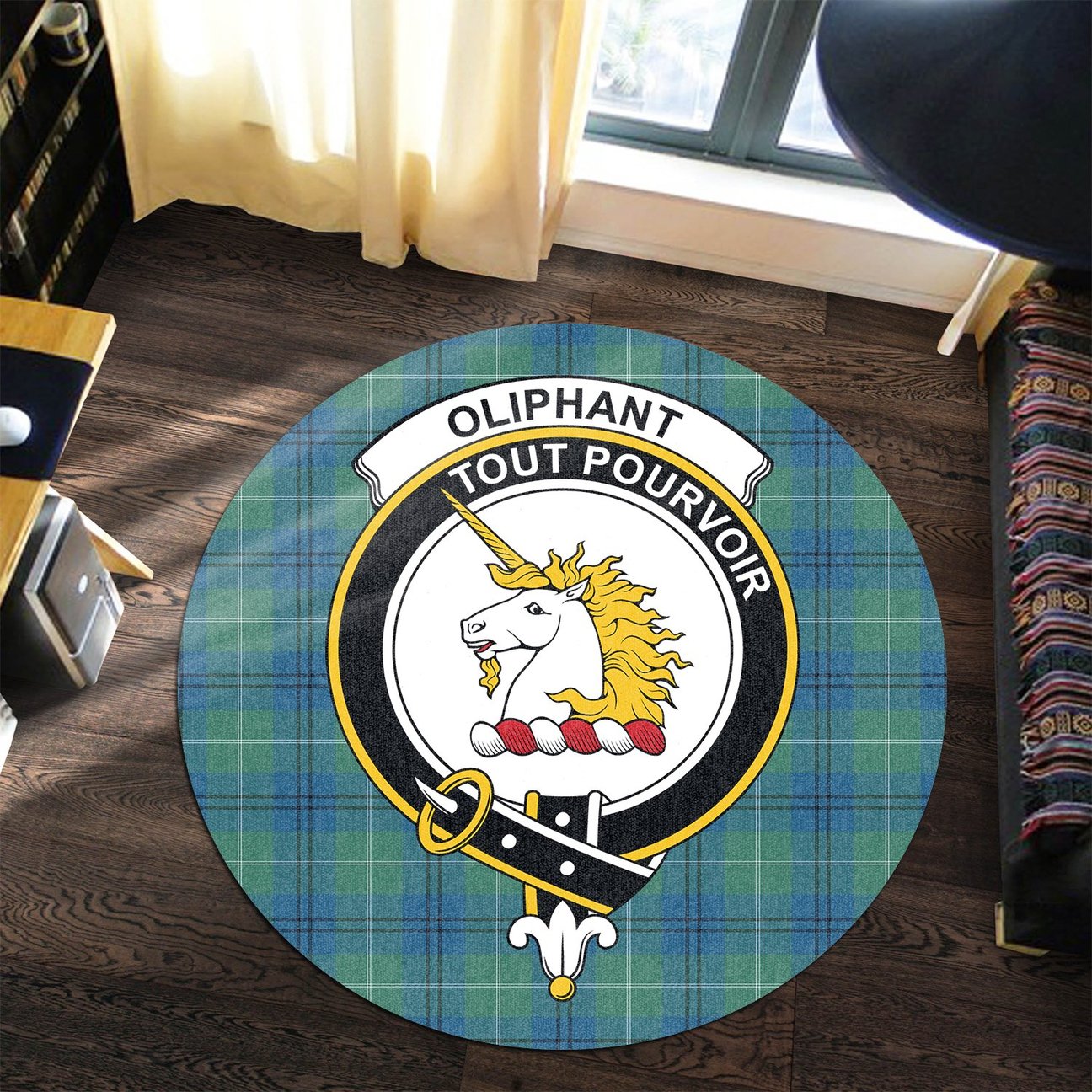 Oliphant Ancient Tartan Crest Round Rug