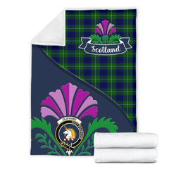 Oliphant Tartan Crest Premium Blanket - Thistle Style