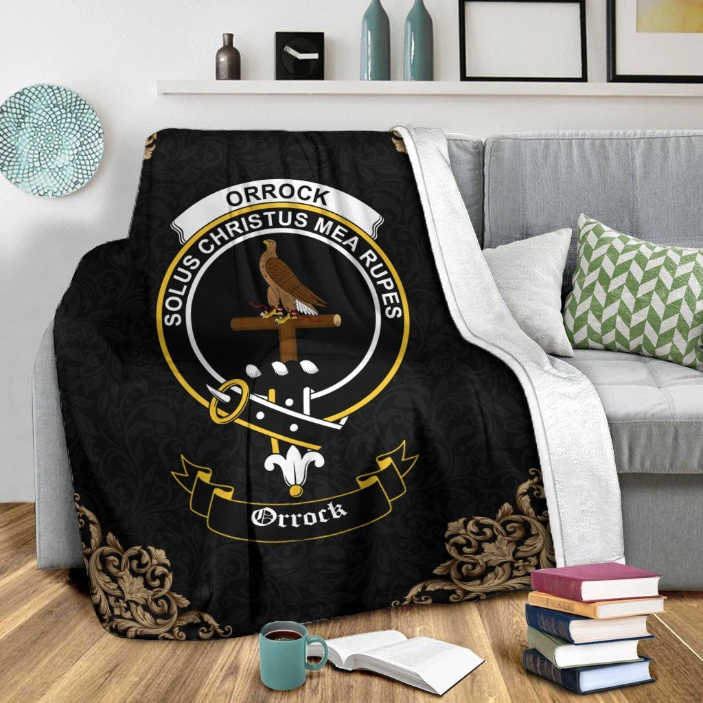 Orrock Crest Tartan Premium Blanket Black