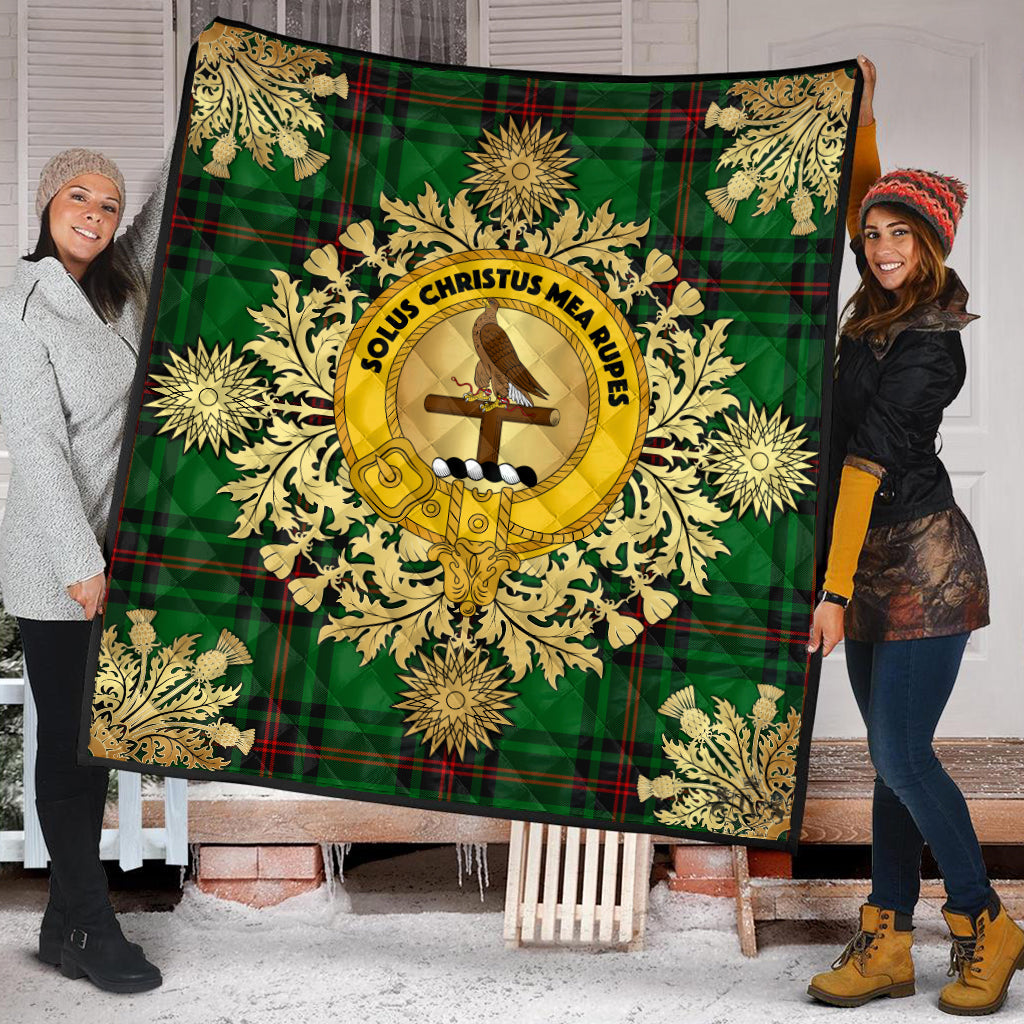 Orrock Tartan Crest Premium Quilt - Gold Thistle Style