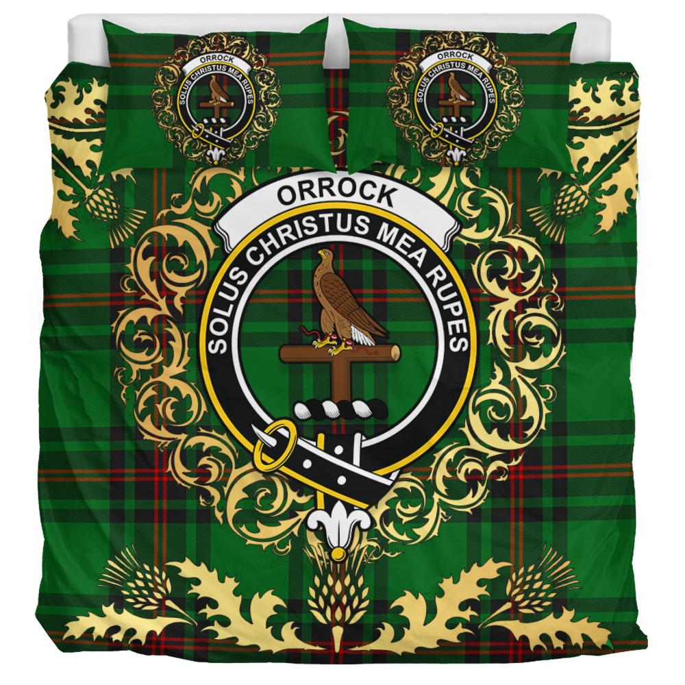 Orrock Tartan Crest Bedding Set - Golden Thistle Style