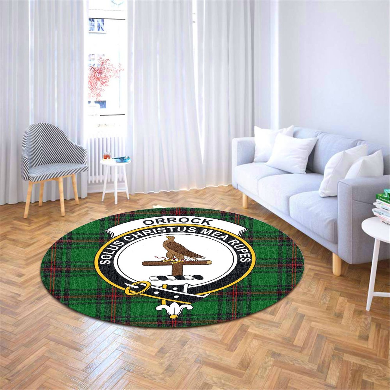 Orrock Tartan Crest Round Rug