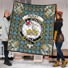 Paisley Tartan Crest Premium Quilt - Gold Thistle Style