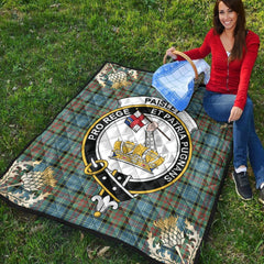 Paisley Tartan Crest Premium Quilt - Gold Thistle Style