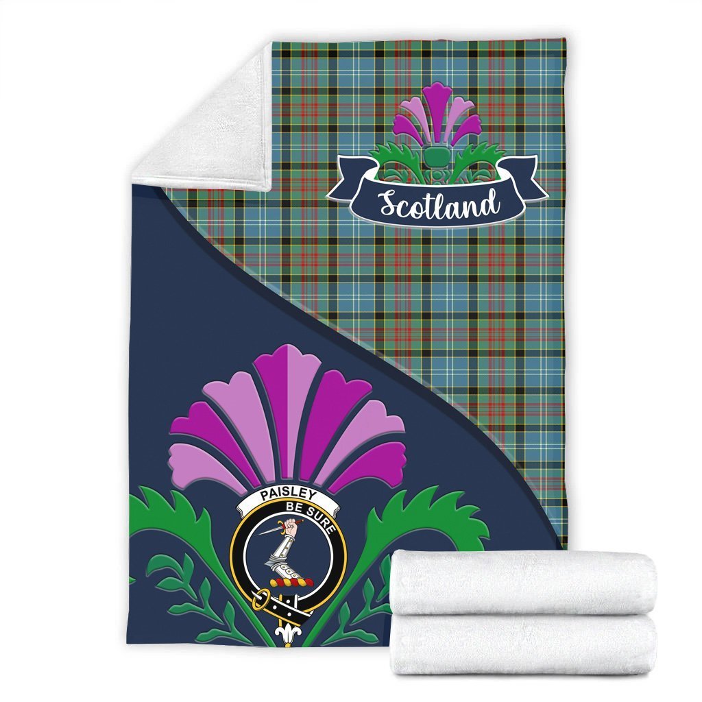 Paisley Tartan Crest Premium Blanket - Thistle Style