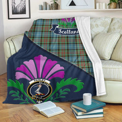 Paisley Tartan Crest Premium Blanket - Thistle Style