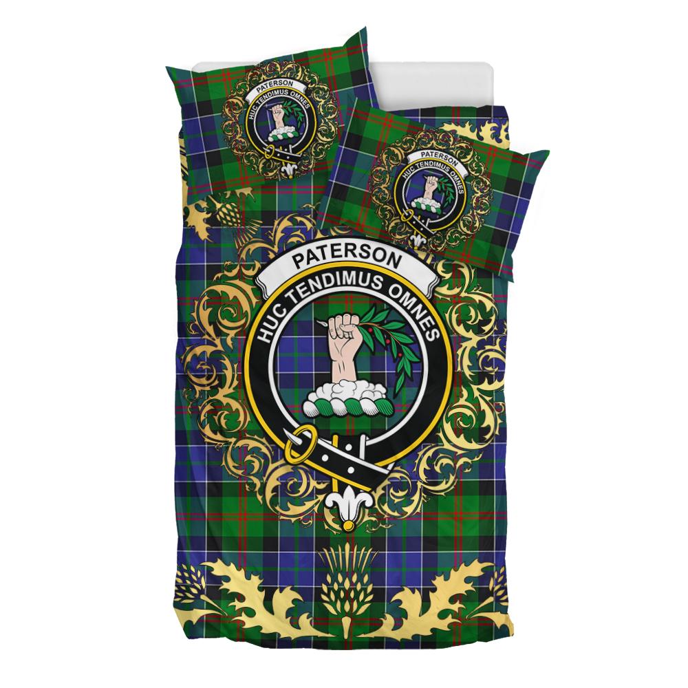 Paterson Tartan Crest Bedding Set - Golden Thistle Style