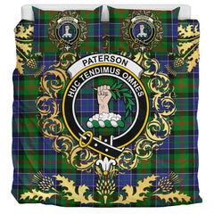 Paterson Tartan Crest Bedding Set - Golden Thistle Style