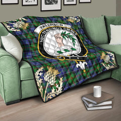 Paterson Tartan Crest Premium Quilt - Gold Thistle Style