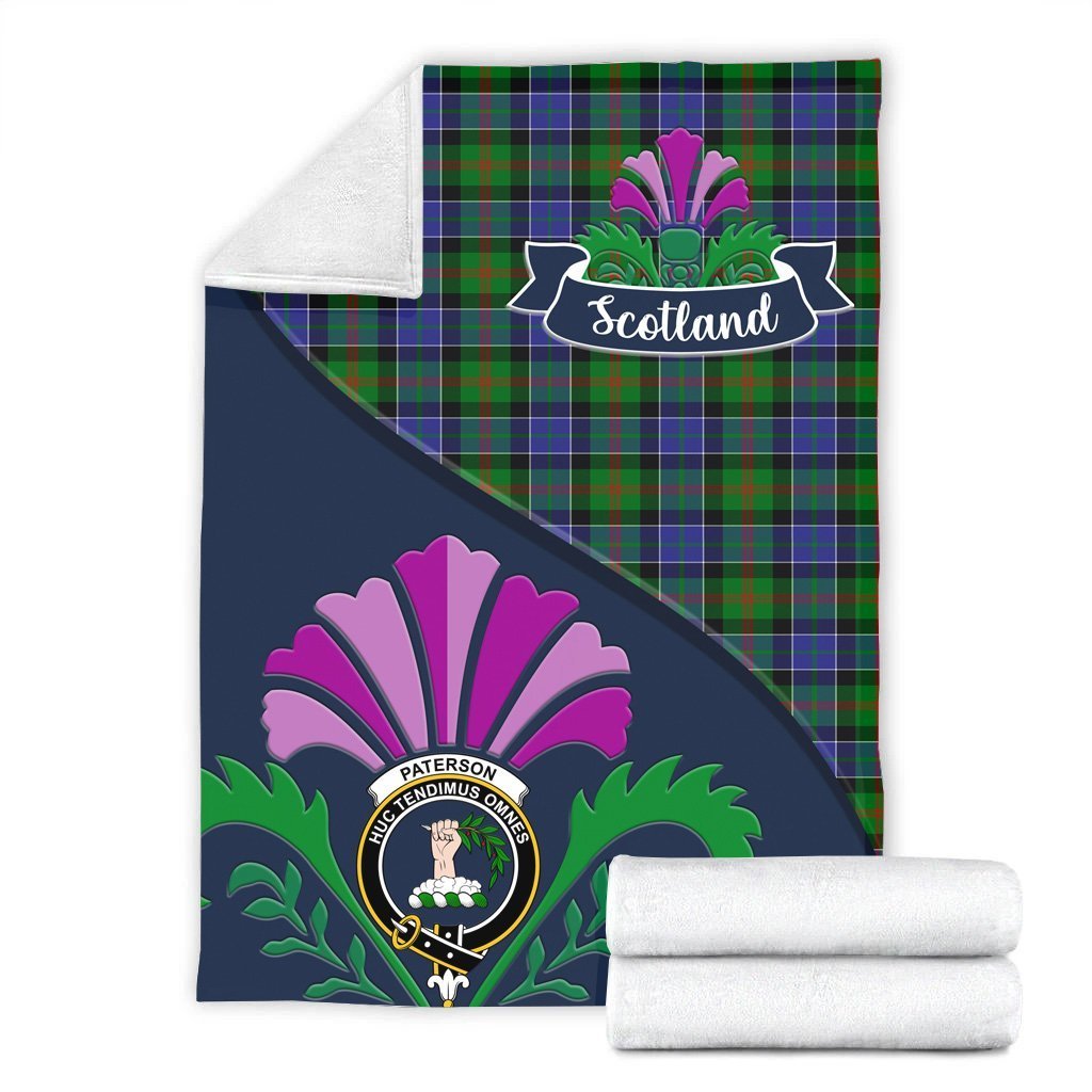 Paterson Tartan Crest Premium Blanket - Thistle Style