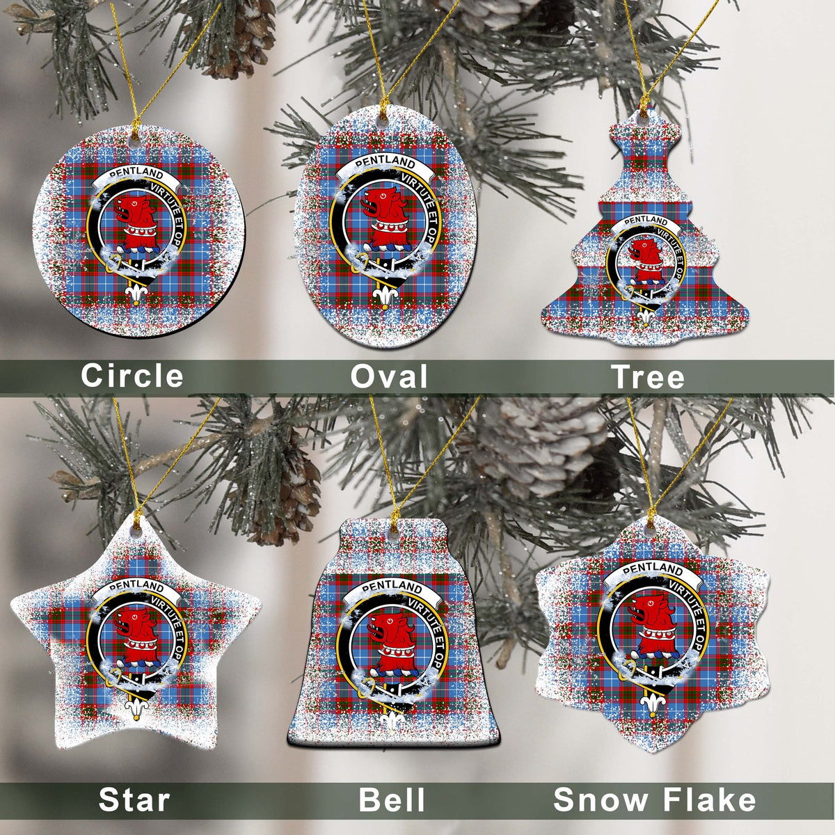 Pentland Tartan Christmas Ceramic Ornament - Snow Style