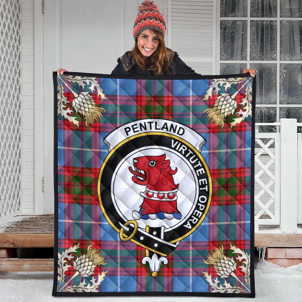 Pentland Tartan Crest Premium Quilt - Gold Thistle Style