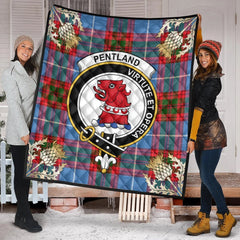 Pentland Tartan Crest Premium Quilt - Gold Thistle Style