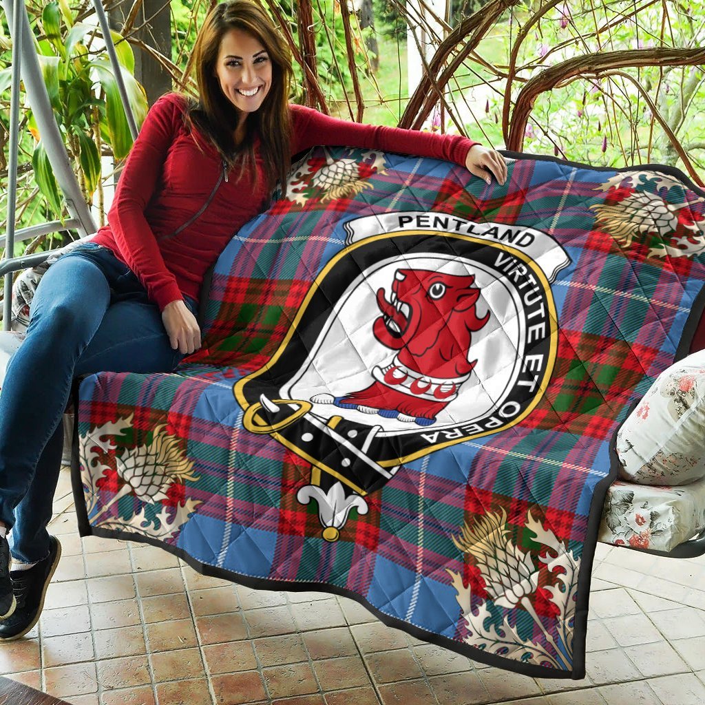 Pentland Tartan Crest Premium Quilt - Gold Thistle Style