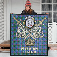 Pitcairn Hunting Tartan Crest Legend Gold Royal Premium Quilt