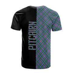 Pitcairn Hunting Tartan T-Shirt Half of Me - Cross Style