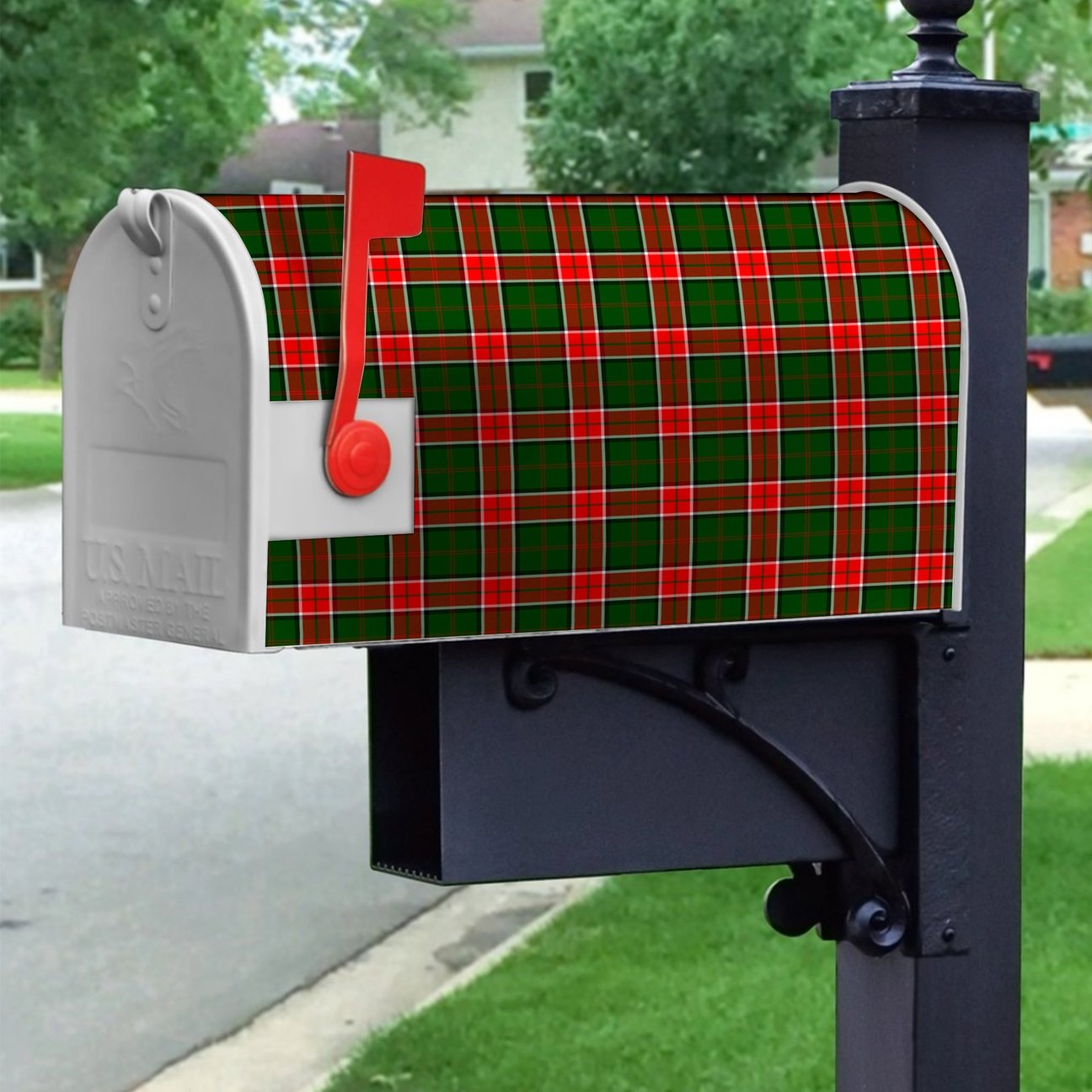 Pollock Modern Tartan Crest Mailbox