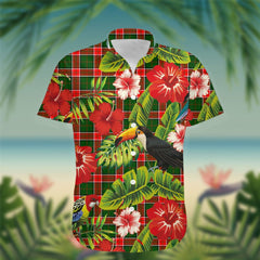 Pollock Tartan Hawaiian Shirt Hibiscus, Coconut, Parrot, Pineapple - Tropical Garden Shirt