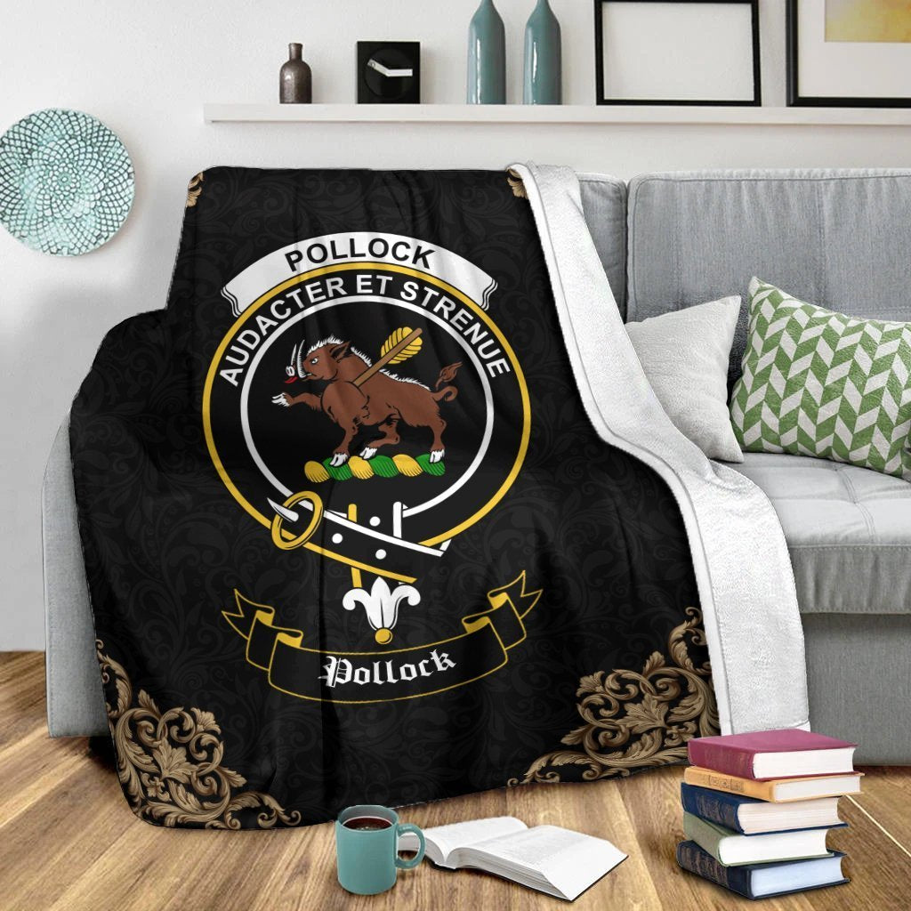 Pollock Crest Tartan Premium Blanket Black