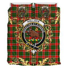 Pollock Modern Tartan Crest Bedding Set - Golden Thistle Style