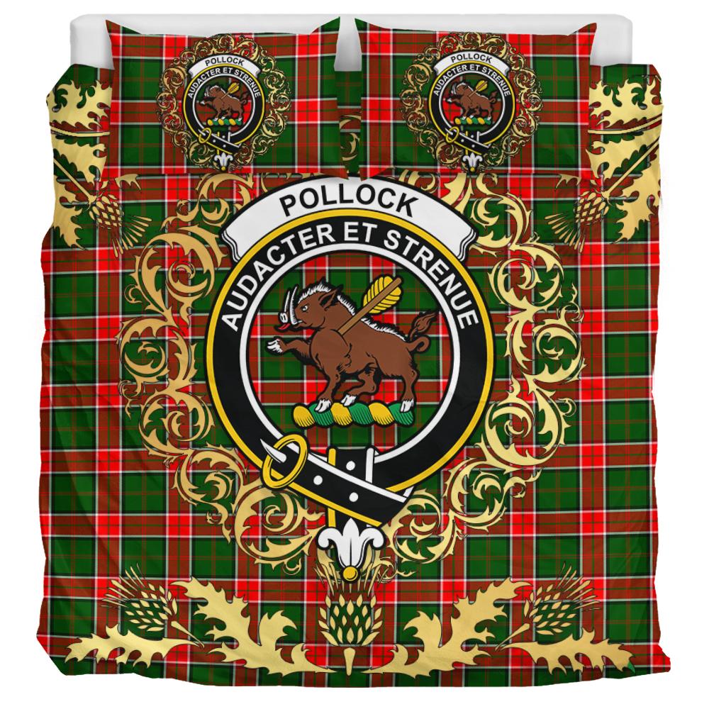 Pollock Modern Tartan Crest Bedding Set - Golden Thistle Style