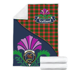 Pollock Tartan Crest Premium Blanket - Thistle Style