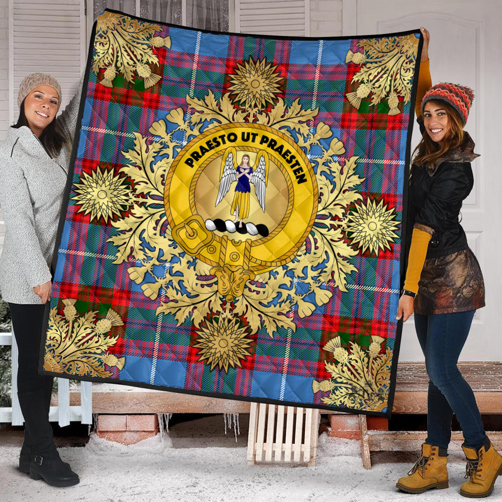 Preston Tartan Crest Premium Quilt - Gold Thistle Style