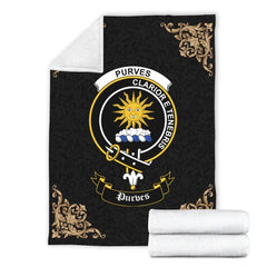 Purves Crest Tartan Premium Blanket Black