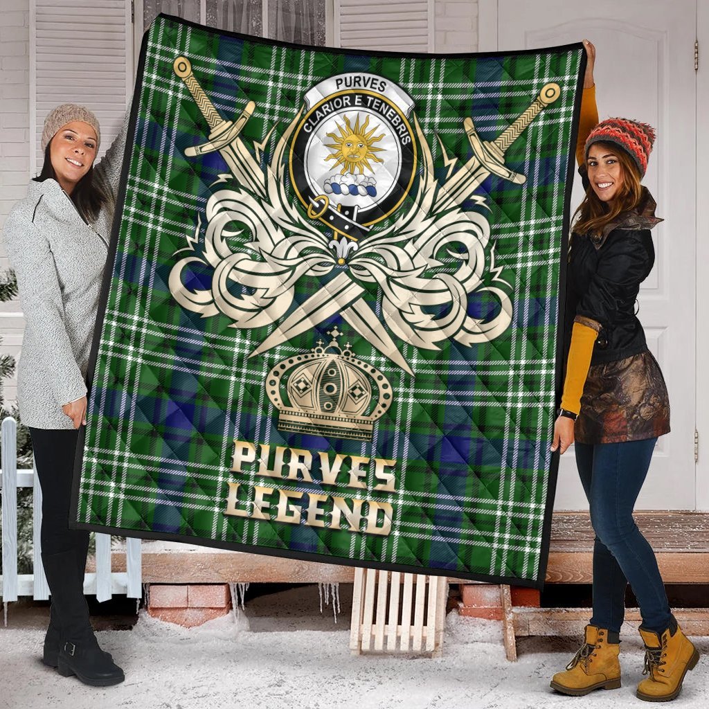 Purves Tartan Crest Legend Gold Royal Premium Quilt