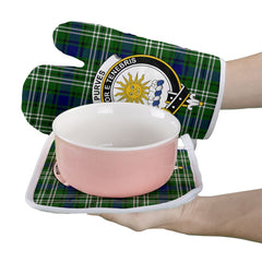 Purves Tartan Crest Oven Mitt And Pot Holder (2 Oven Mitts + 1 Pot Holder)