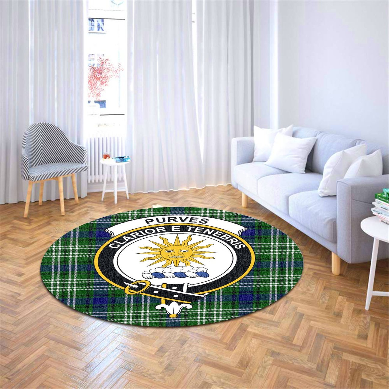 Purves Tartan Crest Round Rug