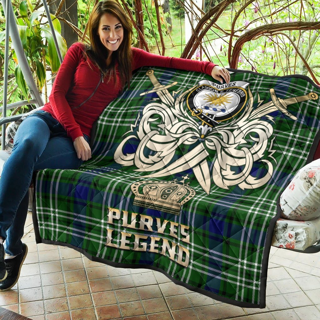 Purves Tartan Crest Legend Gold Royal Premium Quilt