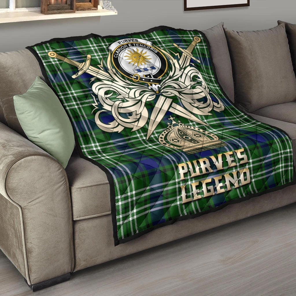 Purves Tartan Crest Legend Gold Royal Premium Quilt