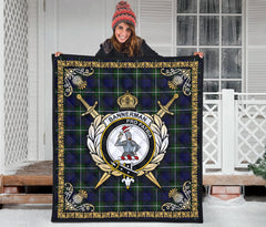 Bannerman Tartan Crest Premium Quilt - Celtic Thistle Style