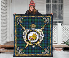 Campbell Ancient 02 Tartan Crest Premium Quilt - Celtic Thistle Style