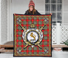 Chattan Tartan Crest Premium Quilt - Celtic Thistle Style