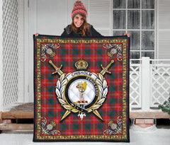 Chisholm Ancient Tartan Crest Premium Quilt - Celtic Thistle Style