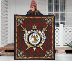 Drummond Clan Tartan Crest Premium Quilt - Celtic Thistle Style