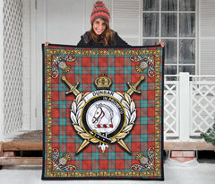 Dunbar Ancient Tartan Crest Premium Quilt - Celtic Thistle Style