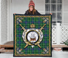 Duncan Ancient Tartan Crest Premium Quilt - Celtic Thistle Style